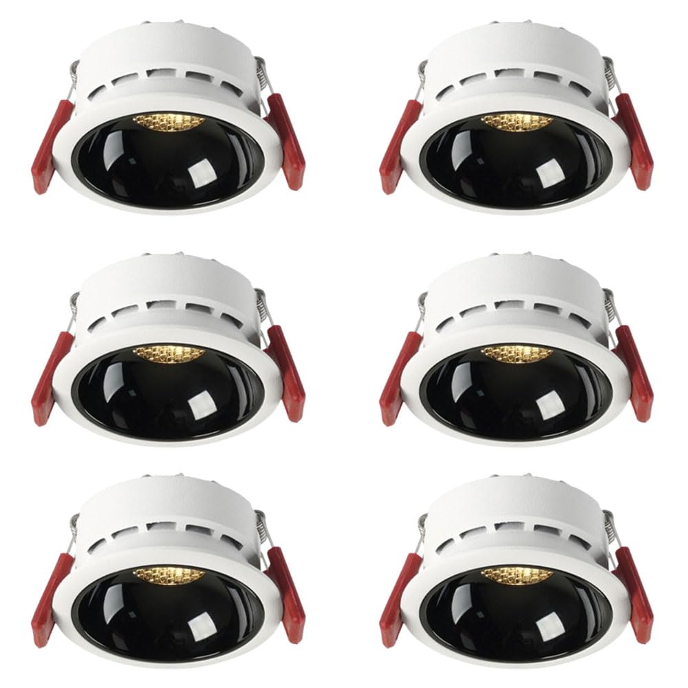 JKJZSALJ 3.3 Inch Led Recessed Lighting,Dimmable Cob,3 Color Temperatures Adjustable,Cri90+,Baffle Trim,Led Ceiling Lights,6 Pack,Black Cup