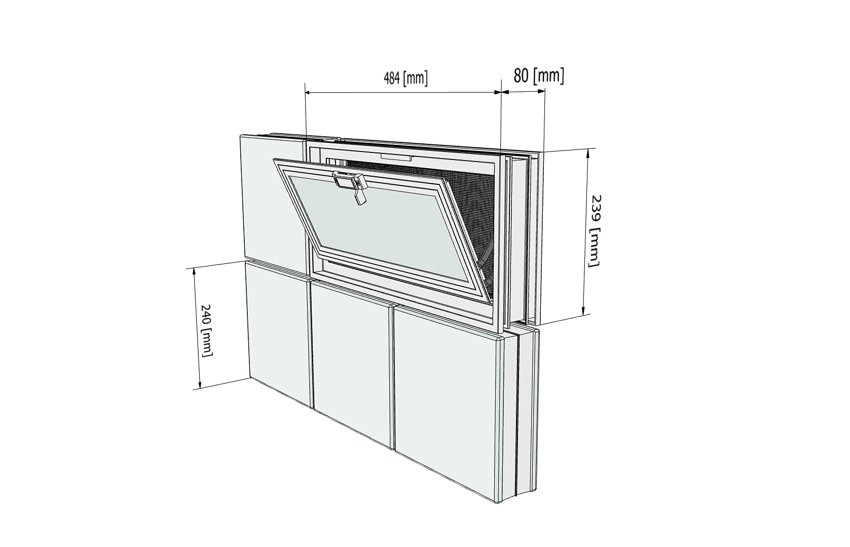 Fenêtre d’aération à insérer dans un mur en briques de verre ou en maçonnerie | Dimensions 48,4X24X8 cm | Unité de vente 1 fenêtre