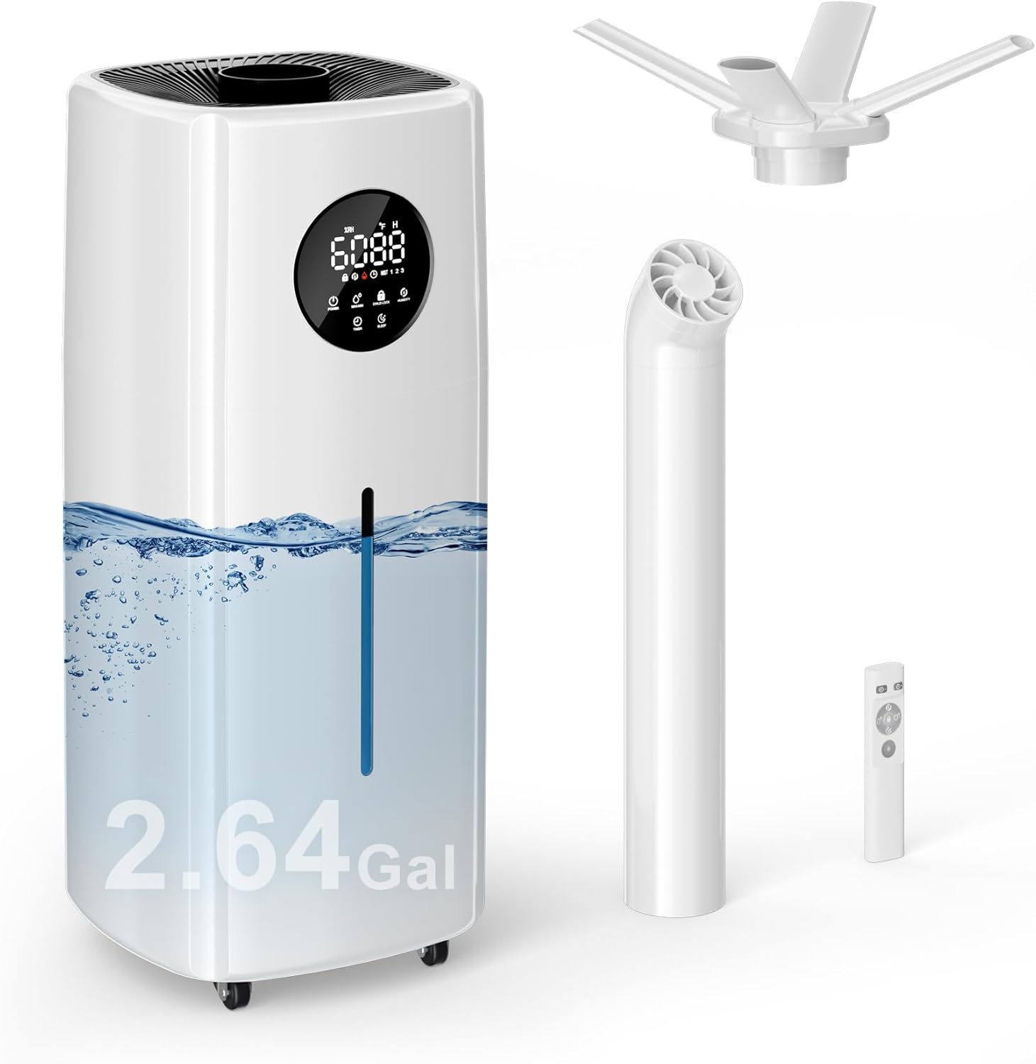 Uthfy 5.5Gal/21L Humidifier for Large Room 3000sq.ft, 2000ml/h Dual 360° Nozzles Ultrasonic, Whole House Humidifiers,4 Atomizing Plates, Top Fill, 12H Timer, Remote/Touch Control