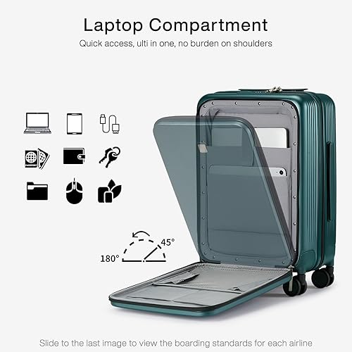 Miniatura 10 de Hanke Grace Maletas con ruedas con carcasa dura, equipaje de mano aprobado por aerolíneas, maleta de viaje de 20 pulgadas, equipaje ligero Tsa para