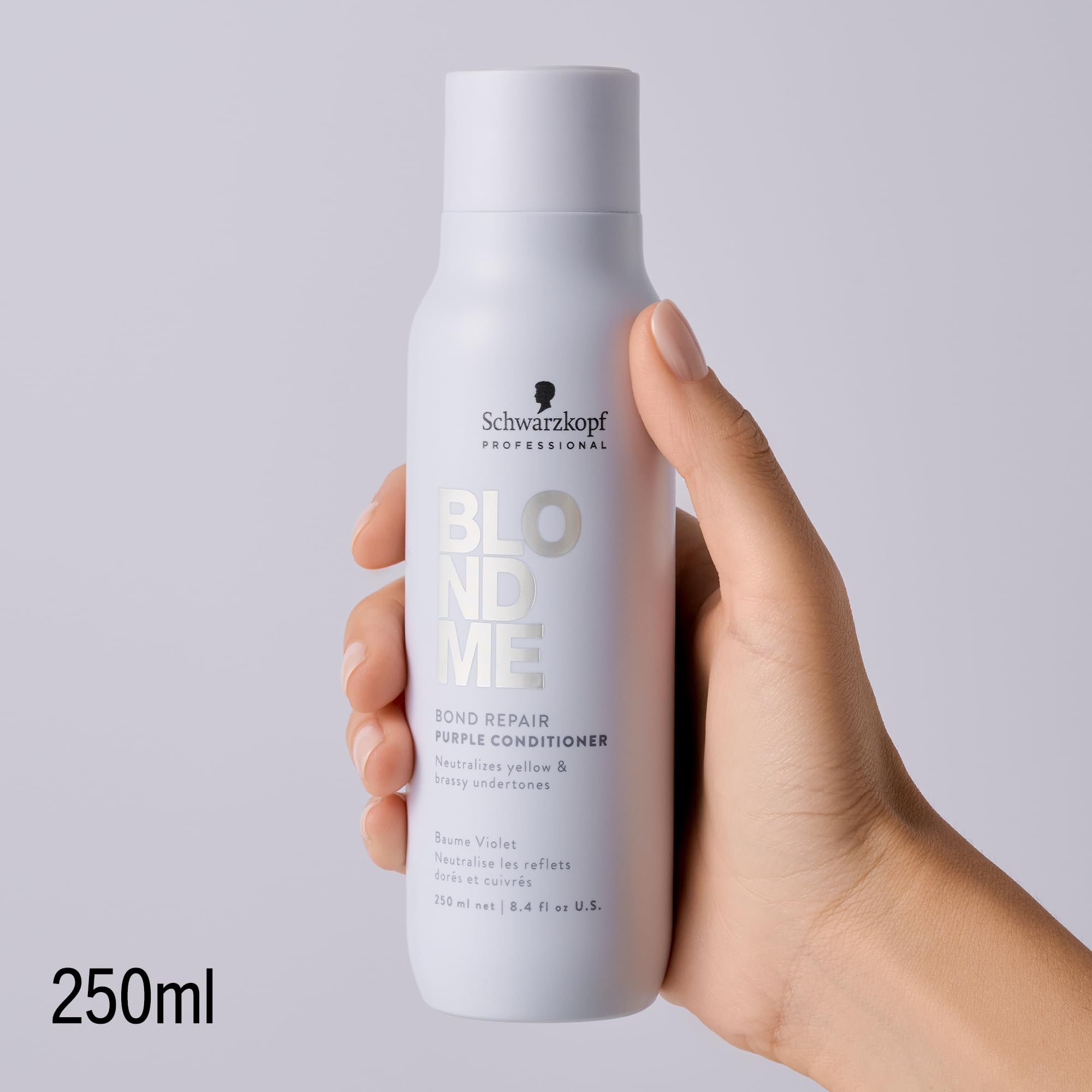 Schwarzkopf Professional BLONDME Bond Repair Purple Conditioner Hair Conditioner Neutralizing Yellow Undertones For Colored Lighthened Bleached Hair Deeply Nourishing And Detangling 250 ml - Image 2