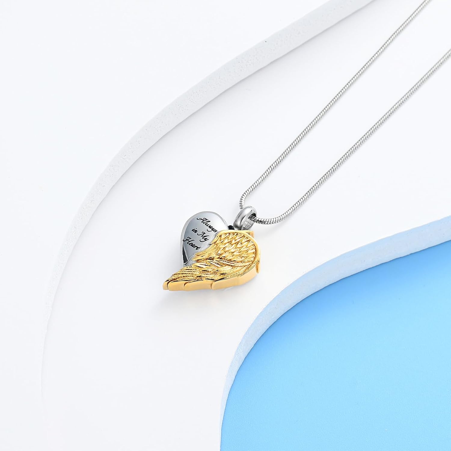Hearbeingt Angel Wing Heart Urn Necklaces for Ashes Cremation Jewelry image 2