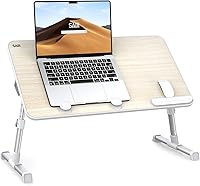 Vista 9 de SAIJI Mesa de Cama para Laptop, Escritorio de Pie Ajustable para Oficina en Casa, Escritorio Portátil Ligero Plegable para Regazo para Sofá Sillón