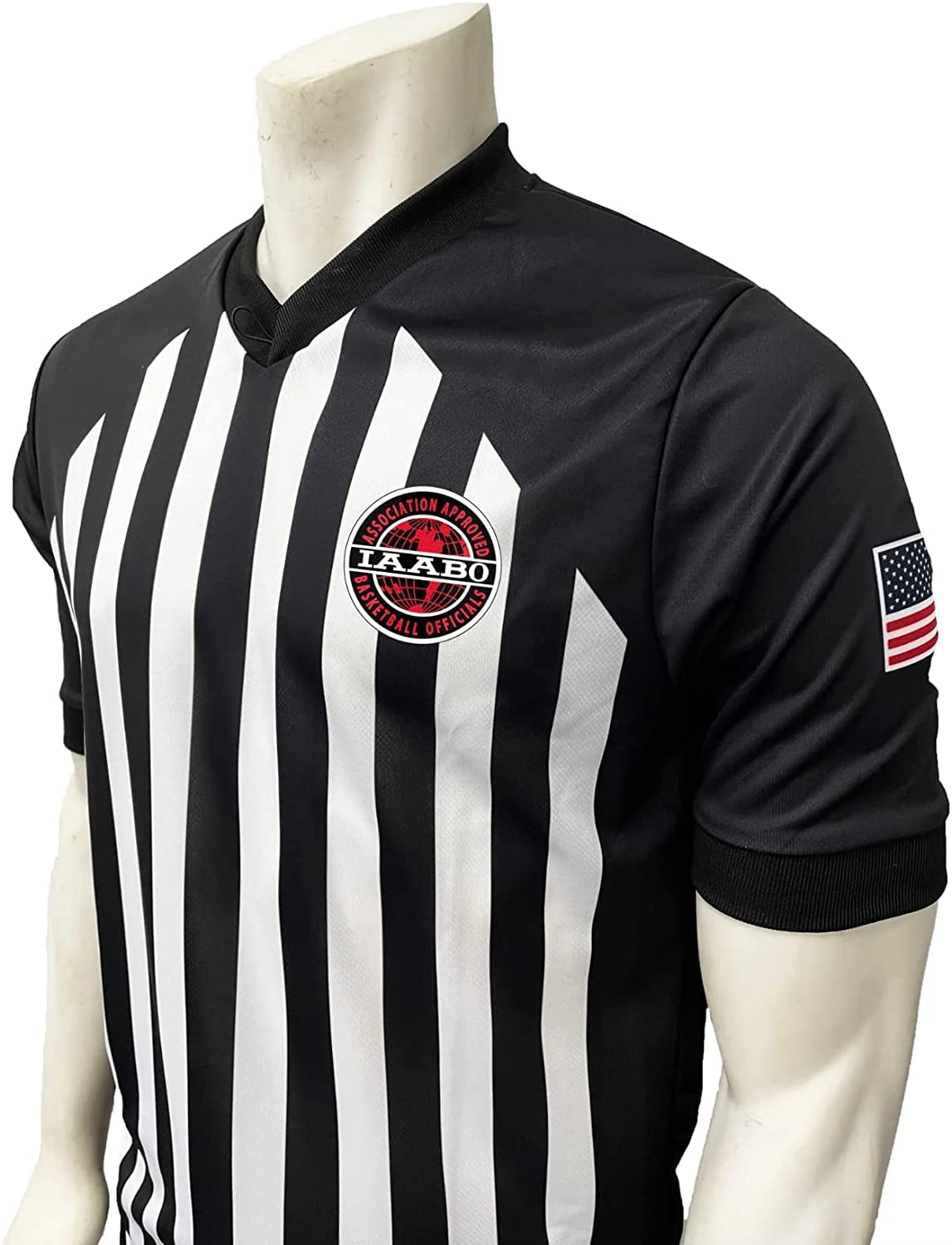Smitty | I216 | IAABO Basketball Referee Shirt White Flag on Sleeve USA | Collegiate College Official Uniform | Black White