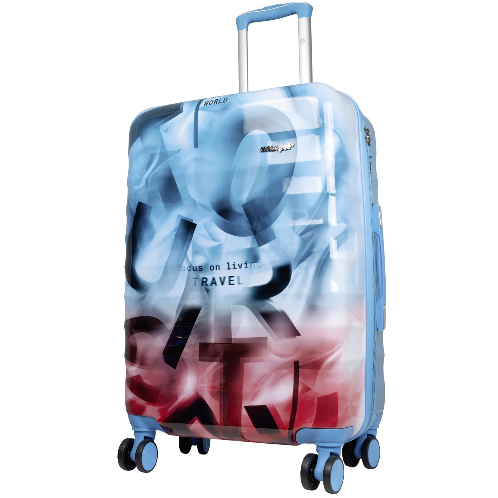 mittelgroßer Koffer Hartschale Verona 65cm 74 Liter 4 Räder Zahlenschloss blau-pink