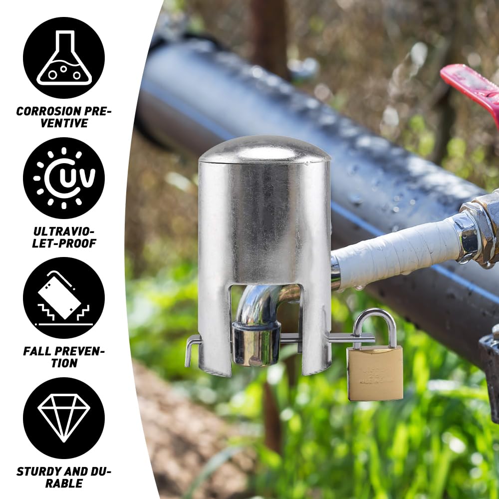 Mizikuu Verrou De Robinet Extérieur - Protection Anti-Vandalisme Et Économie D'Eau, Cadenas Robinet Métal Argent