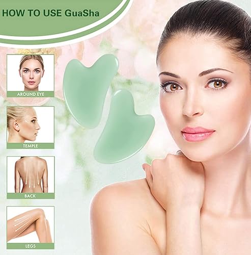Miniatura 3 de Taube Gua Sha Herramientas faciales Natural Premium Jade Stone Guasha herramienta para masaje corporal facial Tabla de raspar Punto de gatillo