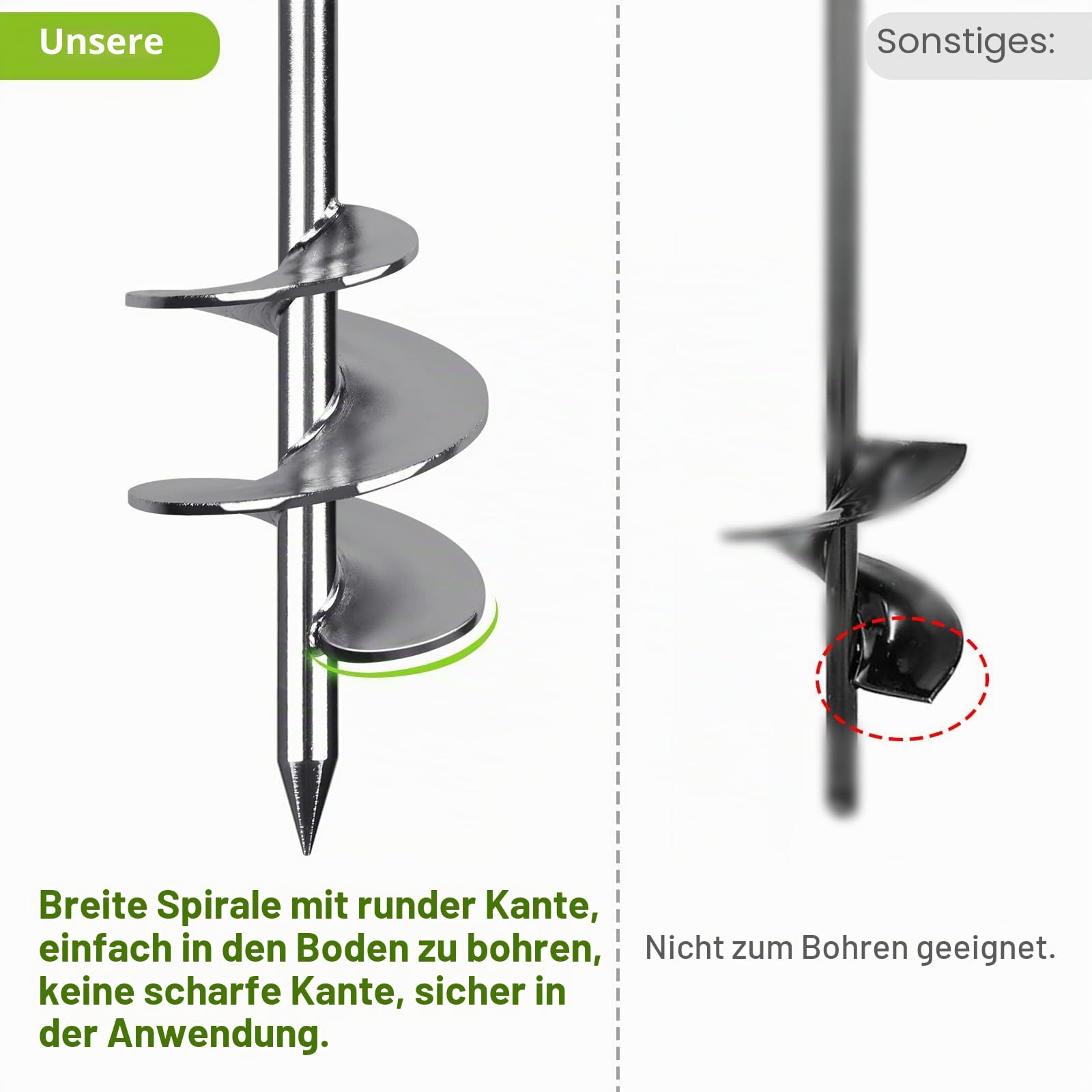 Insaga 6er Zeltheringe, 42cm Zelt Heringe Erdnägel Stabil Lang Erdanker Bodenanker Schraubheringe Zelthaken für Trampolin/Schaukel/Camping/Schuppen/Hund/Carport mit Fester Schlaufe