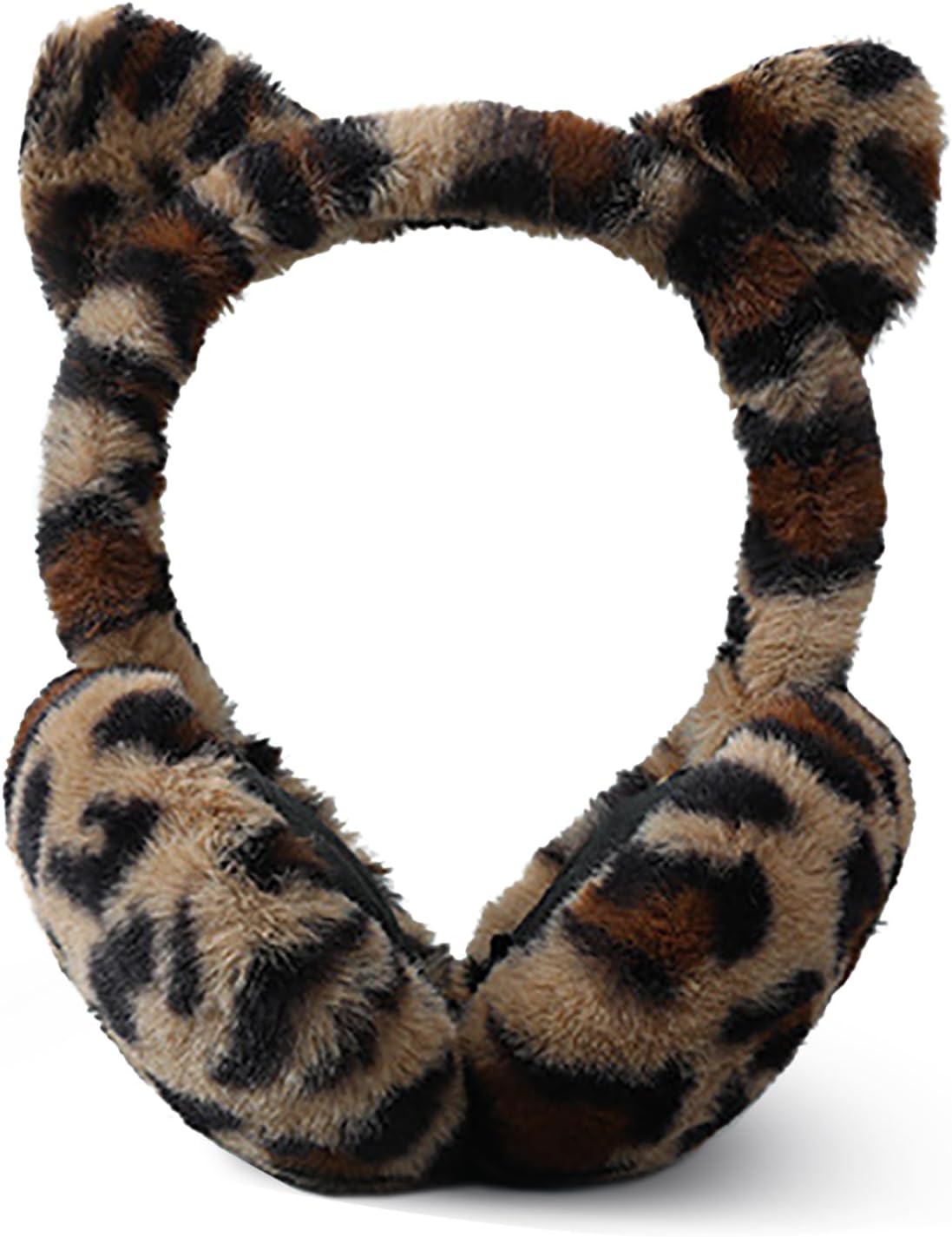 Women Leopard Earmuff Plush Thermal Ear Muff Winter Furry Foldable Earmuff Fashion Print Anti-Cold Ear Covers