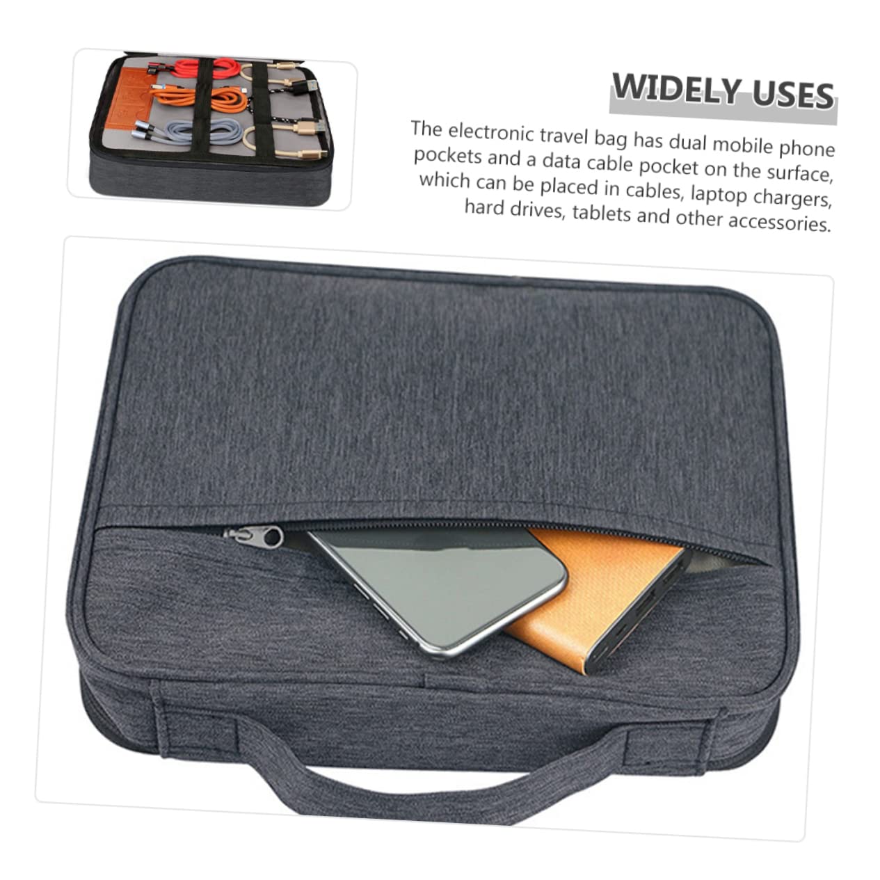 Borsa Organizer Cavi da Viaggio Grande a Doppio Strato