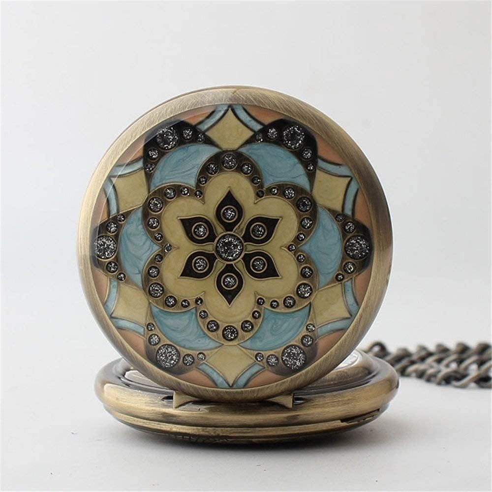 Mens Antique Mechanical Pocket Retro Design Bronze Flower Openwork Cover Pocket Mechanical Pocket Watch for Mothers Day