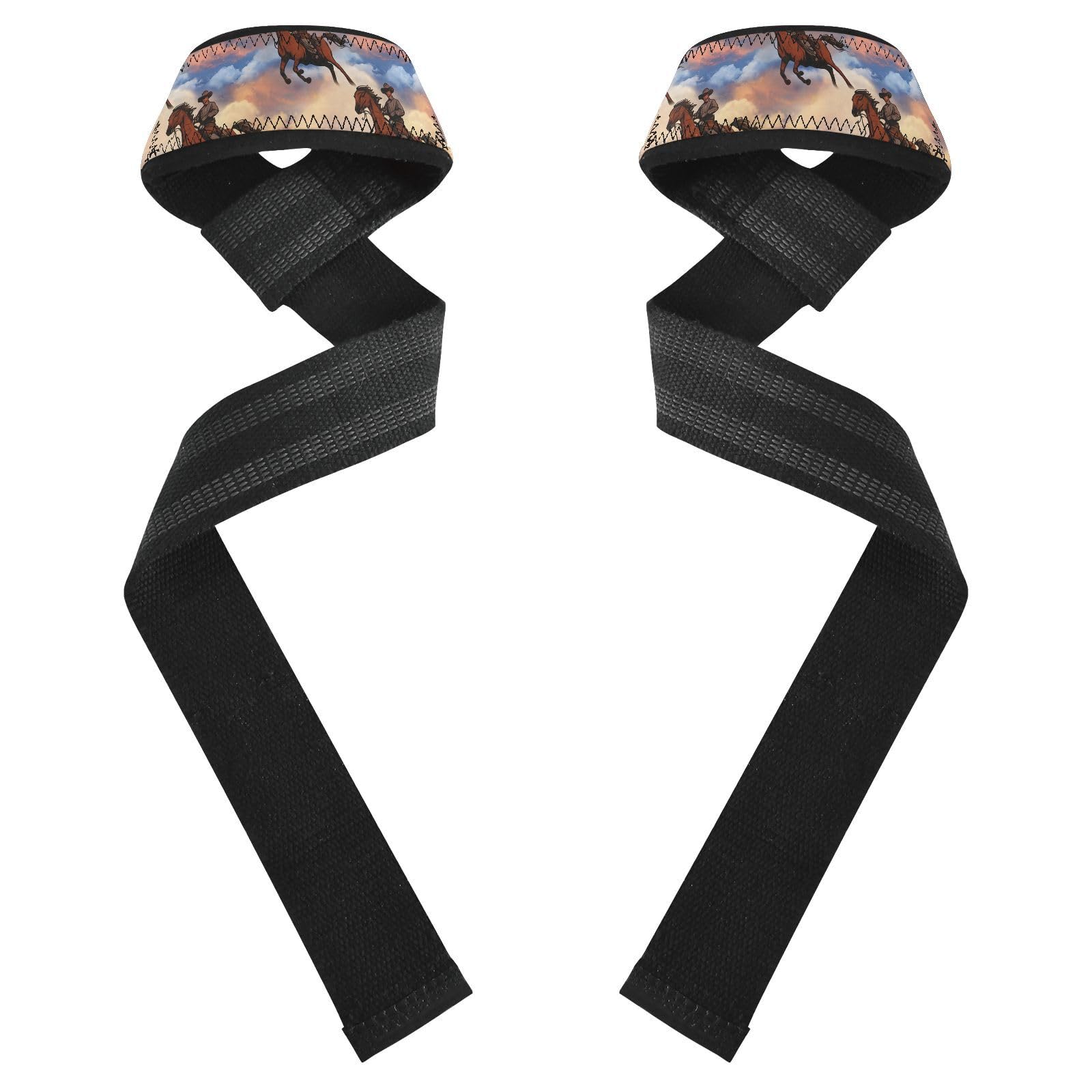 STAYTOP Cowboy Rides A Horse Across The Desert Wrist Straps for Weightlifting,Lifting Straps with Neoprene Cushioned Wrist Padded and Anti-Skid Silicone for Strength Training,Bodybuilding,Deadlifting