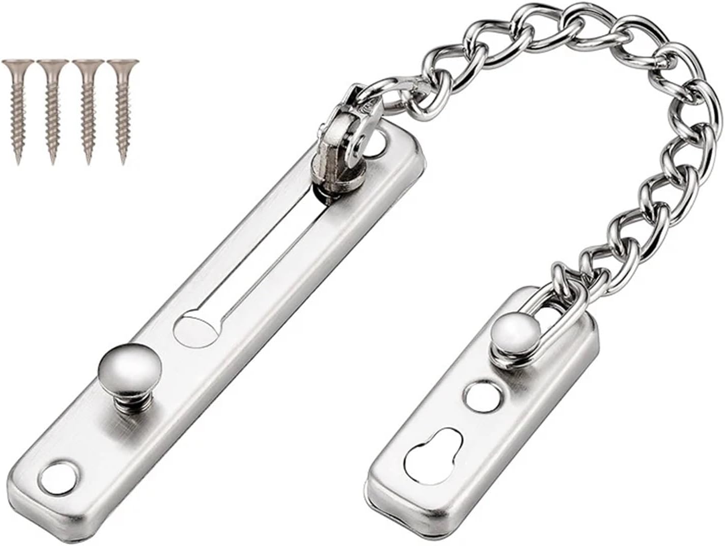 Door Lock Stainless Steel Security Guard with Spring Anti Theft Press Lock Heavy Duty Polished Door Latch(A)