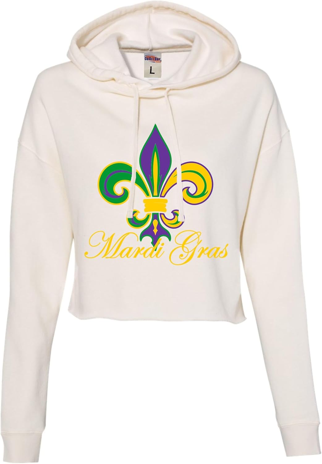 Go All Out Fleur De Lis Mardi Gras Fleur De Gras Women Cropped Hooded Sweatshirt
