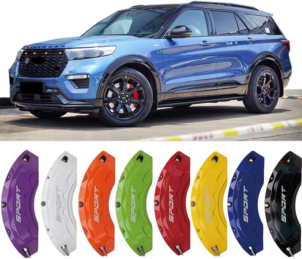 4pc Brake Caliper Covers Compatible Front Rear for FORD Accessories (Blue, for EXPLORER 18"19"20"21" wheel)