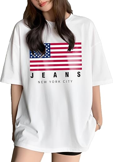 AUSK Women T-Shirt Oversized Drop Shoulder Printed Tshirts for Womens