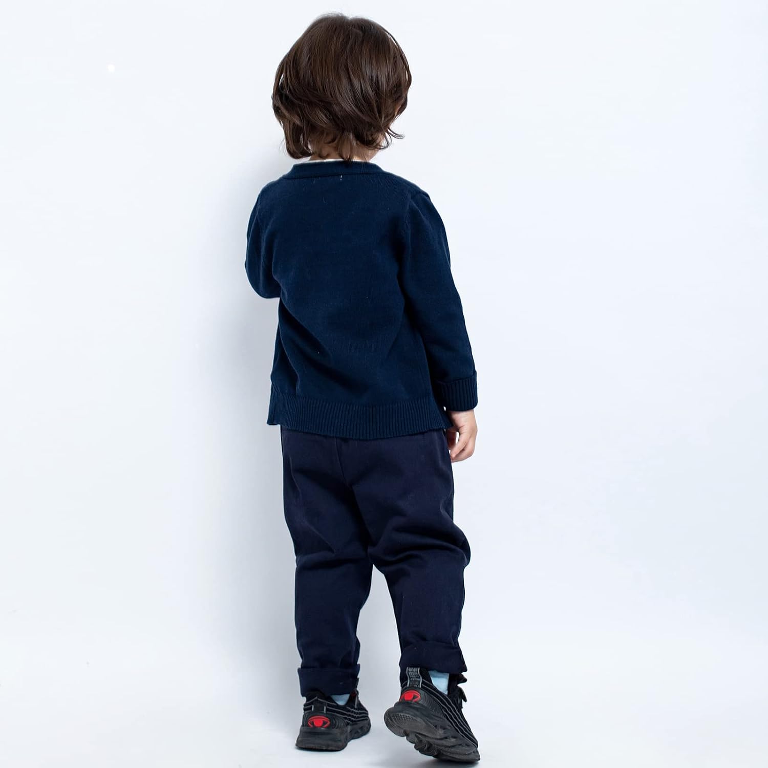 Unisex Boys Girls Cardigans Sweater V-Neck Long Sleeve School Uniforms Button Knit Tops