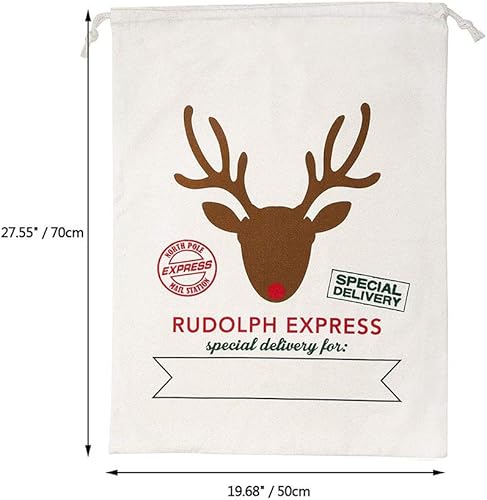 Miniatura 4 de Bolsa de regalo de Navidad, 2 sacos de Papá Noel extra grandes, reutilizables, de lona blanca con cordón para almacenamiento de regalos de Navidad