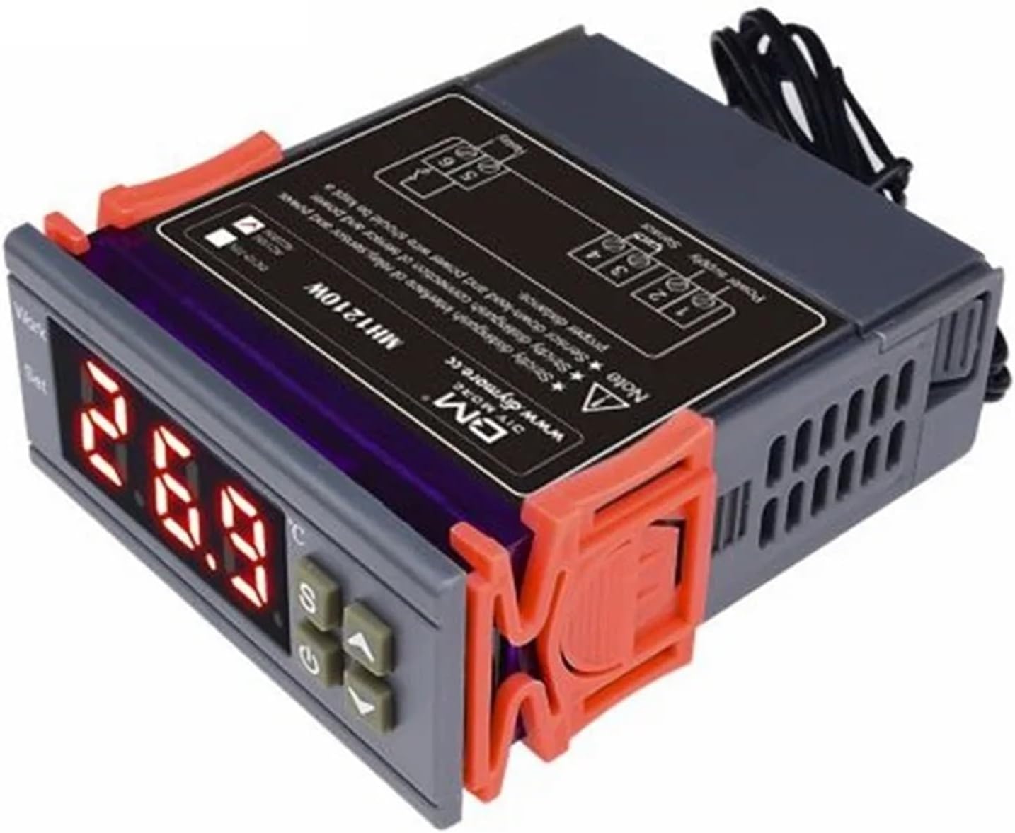 DC12V /24V MH1210W Temperature Controller AC90-250V 10A 220V Thermostat Regulator with Sensor -50~110C Heating Cooling(DC24V)