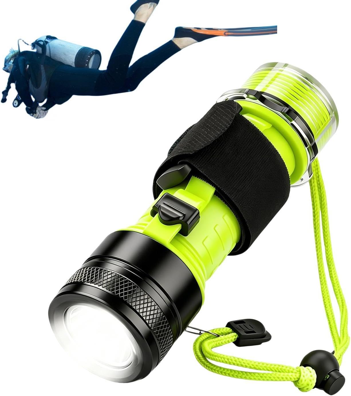 Underwater Flashlight for Diving Bright Small Safety | Portable Torch Light Diving Gear for Snorkeling Pool River Lake Outdoor Night Sports Camping Hiking Fishing Travel