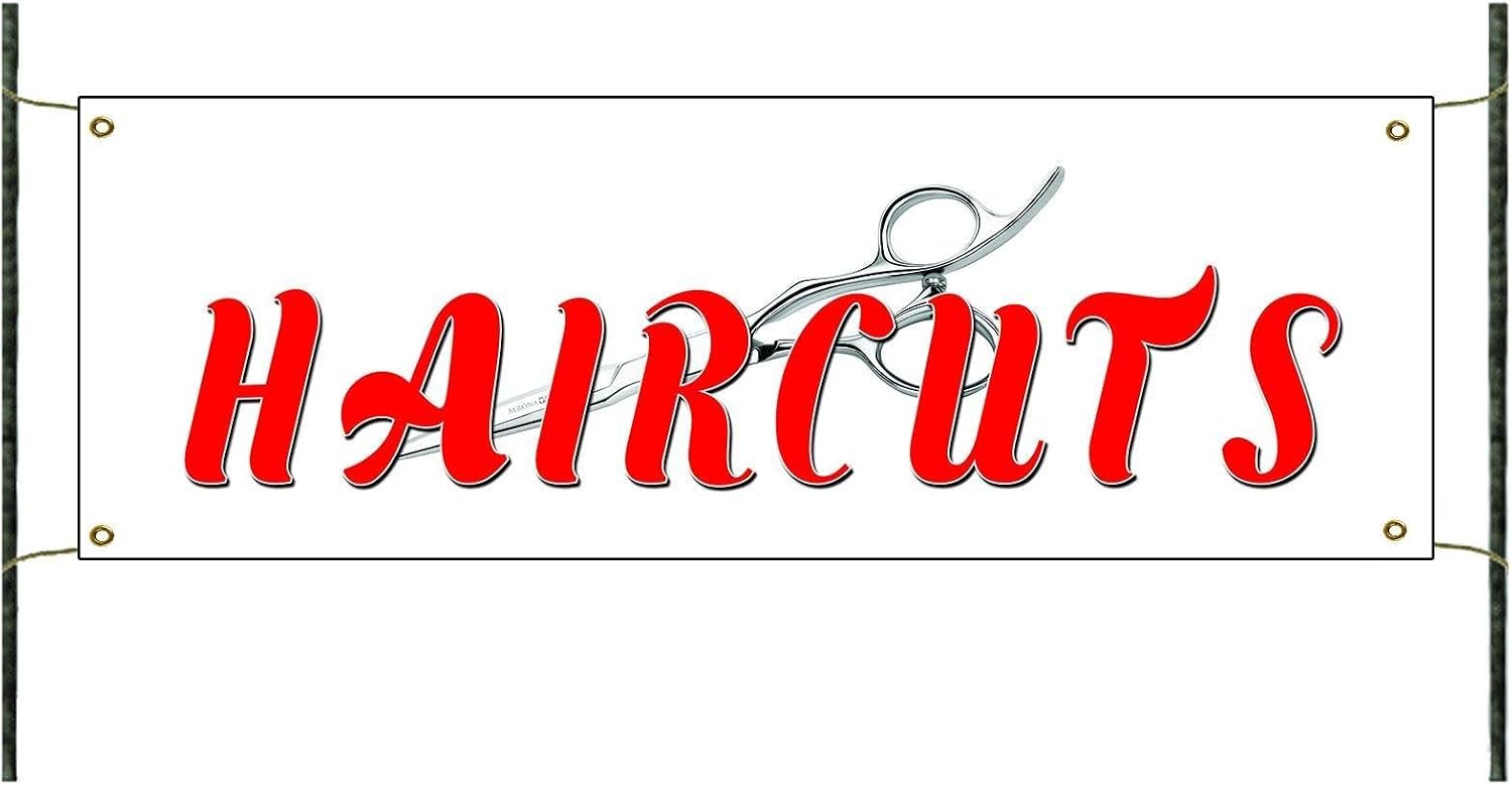 Haircuts Business Advertising Barbershop Banner Sign Hair Salon