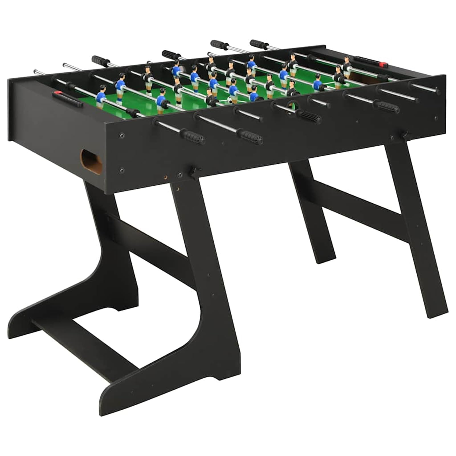 Calcio Balilla Pieghevole Robusto Antiscivolo con Palline Aste Scorrevoli Tavolo Calcetto Biliardino Nero 121x61x80 cm in MDF e Acciaio