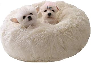 Dog Bed for Small Dogs & Cats, 24 Inch Medium Fluffy Washable Donut Bed | Plush Puppy Bed and Cat Bed for Pets up to 25 lb, High-Loft Polyester Fill with Water-Resistant Non-Skid Base for Indoor Use