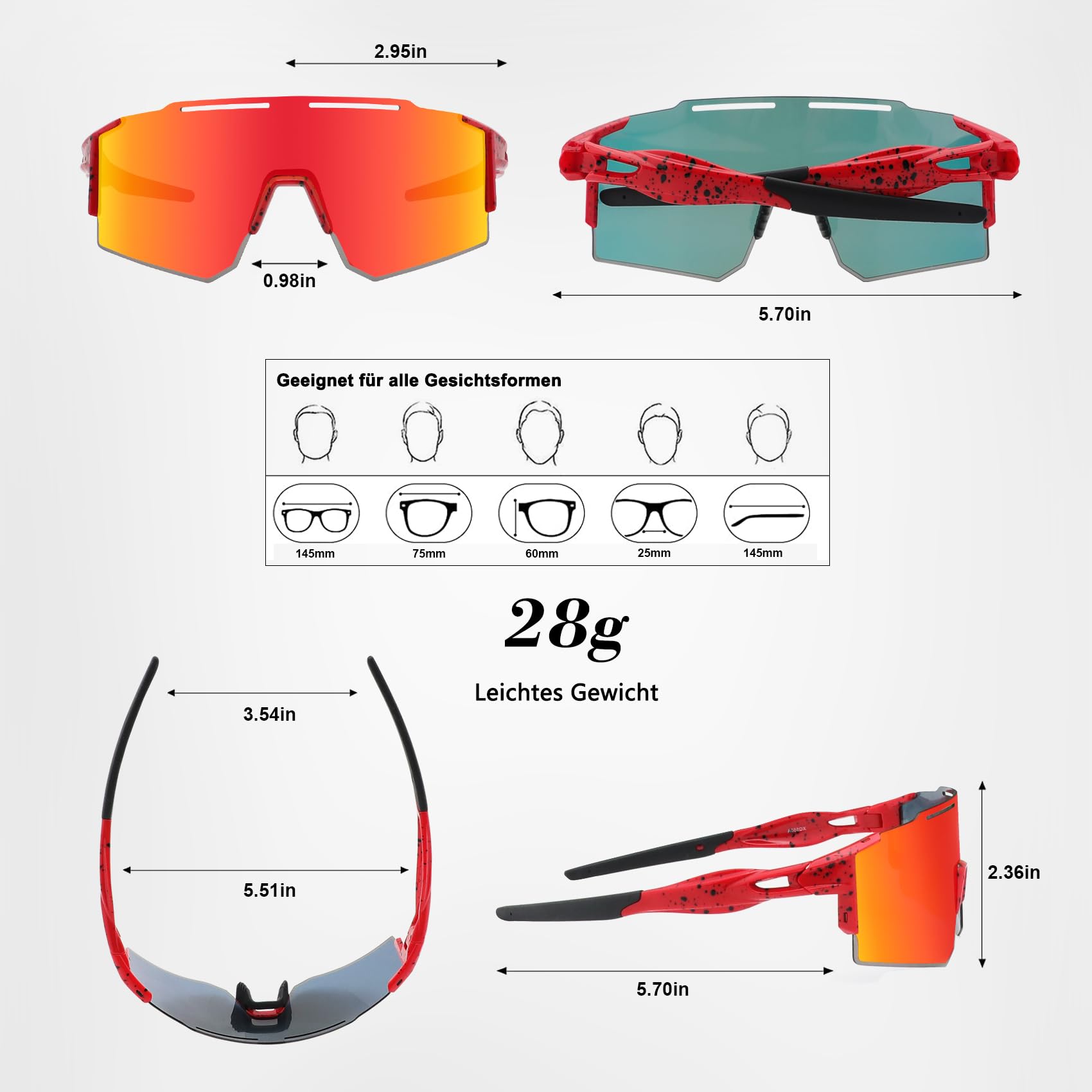 DUDUKING Gafas de sol deportivas para hombre y mujer, para deportes al aire libre, ciclismo, correr, golf, protección UV 400