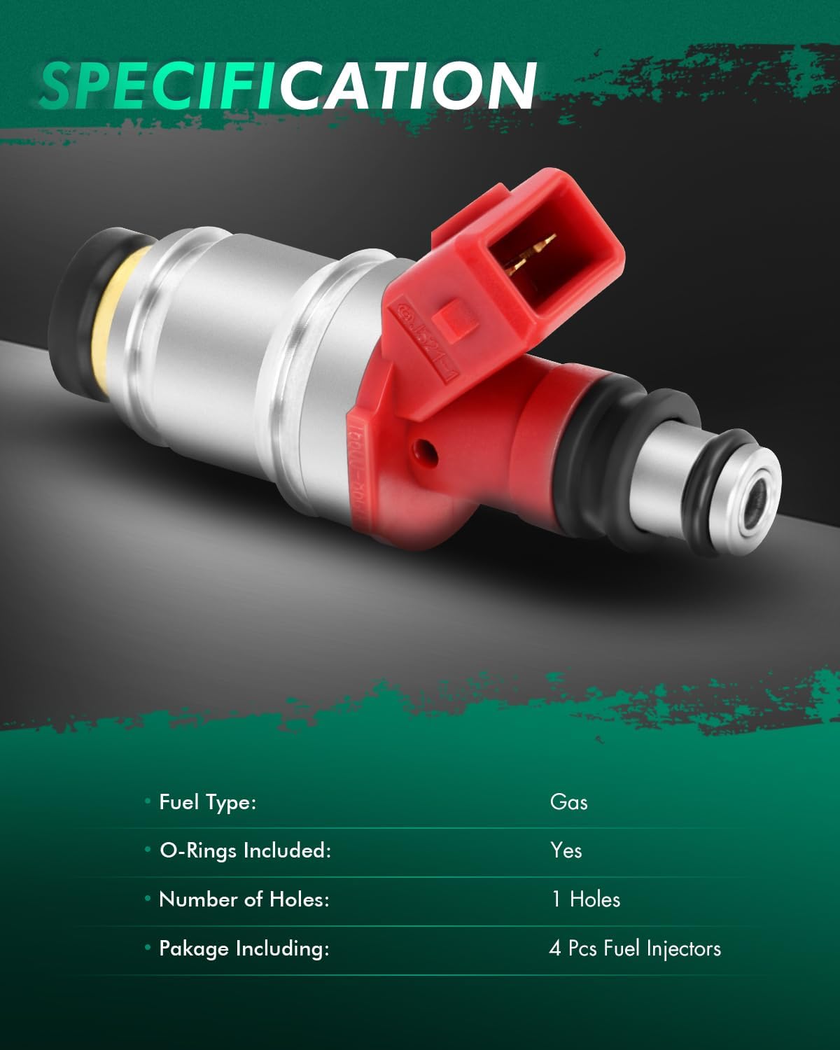 SCITOO 4Pcs 1 Hole Fuel Injectors fit for Nissan for D21 for 1990 1991 1992 1993 1994, for Nissan for Pickup for 1995, 1660086G00 JS21-1 16600-86G10 35-80798I4