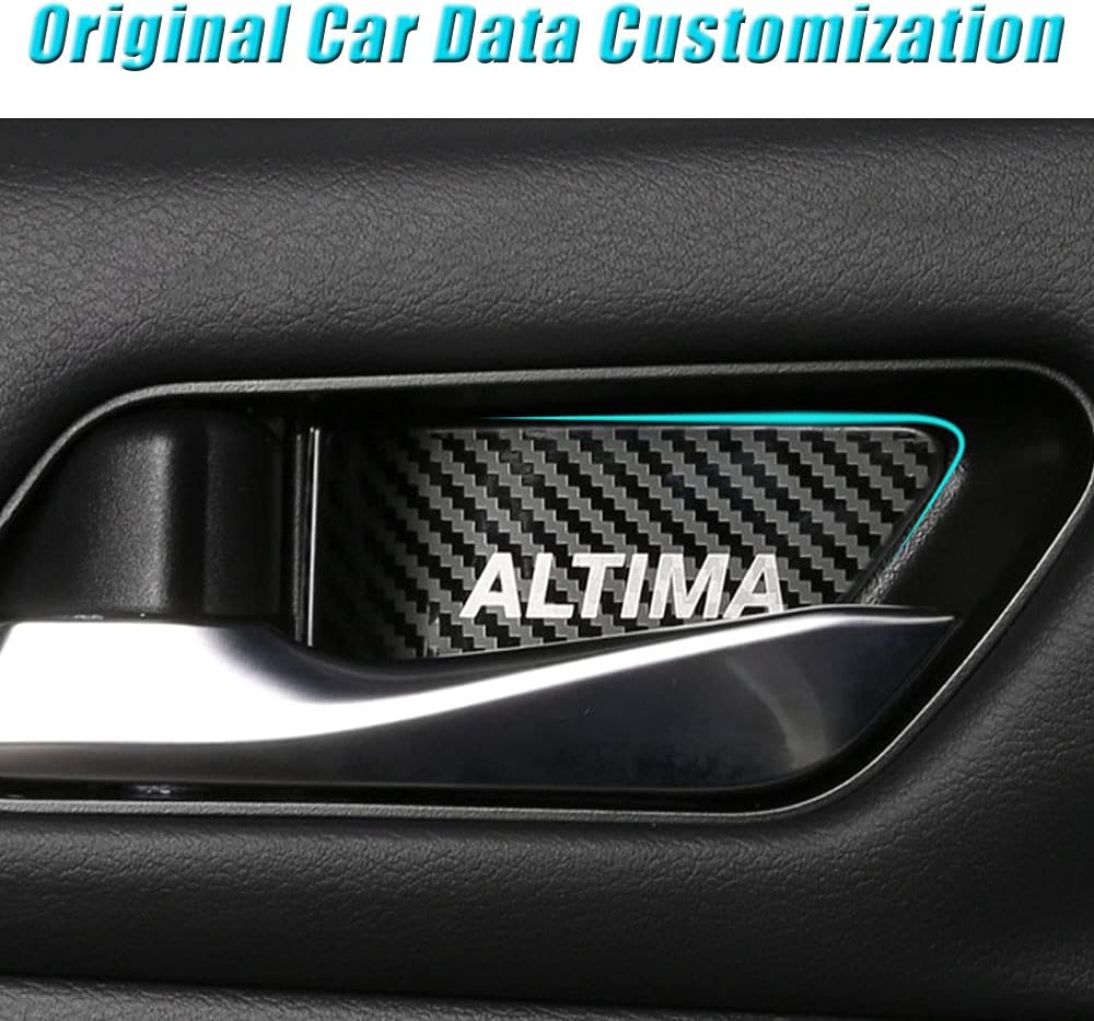 BOYUER 4PCS Stainless Steel Carbon Fiber Car Inner Door Handle Bowl Interior Door Bowl Cover Trim Decoration Styling Decoration Stickers for Nissan Altima 2019 2020 2021 2022 2023 2024