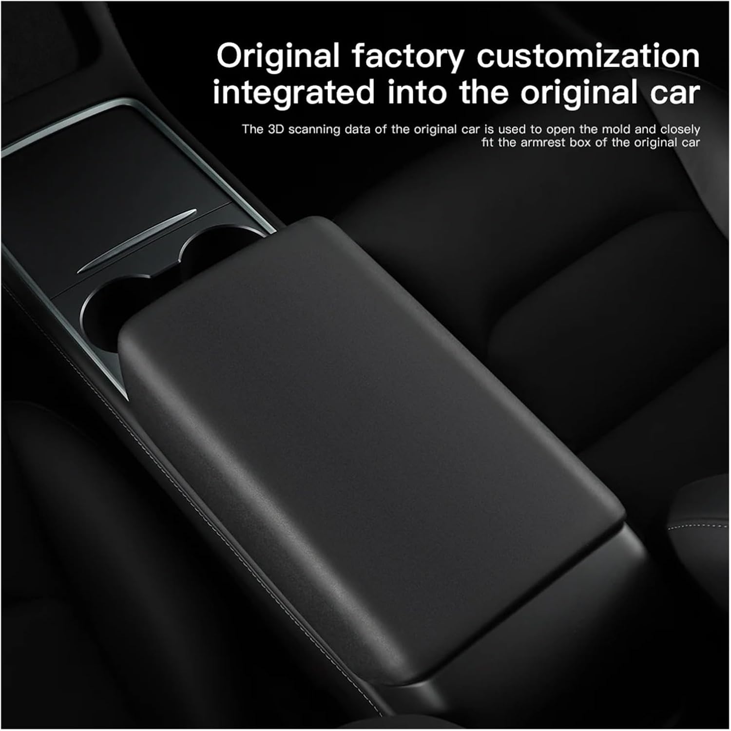Model Y TPE Cover Car Center Console Arm Rest Lid Auto Central Armrest Box Pad Cover Compatible with Tesla Model 3 Accessories Mat(Black)