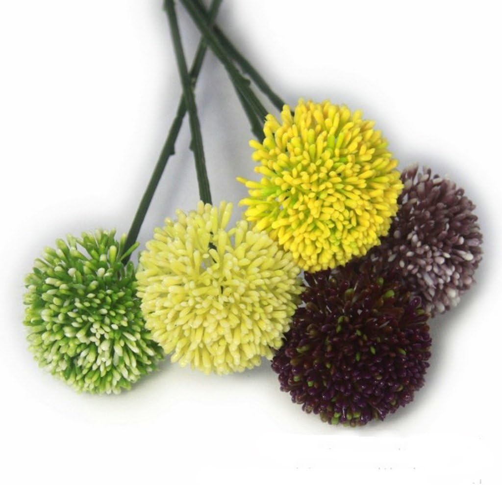 JUN Fake Allium Ornamental Onion Blossom Bloom Plant Artificial Flower Hydrangea Ball, 7CM Diameter Faux Allium Giganteum Regel Onions Ball for DIY Home Decoration, Random Colors (5)
