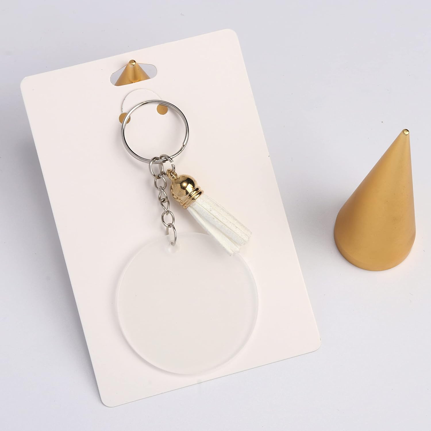 TRYTRYSEE 100 Pieces 3.2" x 4.8''/8 x 12 cm White Color Keychain Display Cards Holder for Small Business Selling Jewelry Package