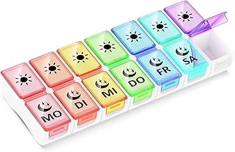 GeekerChip Pilulier 7 Jours 2 Compartiments,Pilulier 7 Jours Médicament,Matin Soir 14 Compartiments Pilulier Distributeur de Médicaments (Version Allemande)