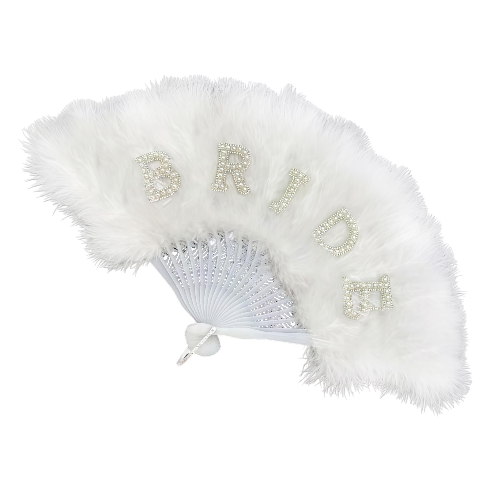CAZSTYK Delicate Bridal Ceremony Fan Crafted with 21 Natural Feathered Bridal Accessories for Decoration and Practical Use Lightweight Wedding Fan