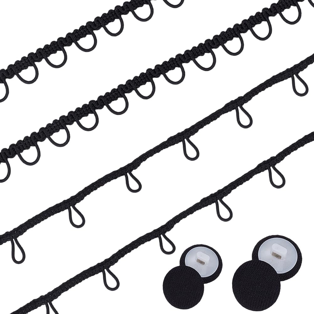 16.46 m di Cordoncino Elastico in Nylon Nero Passanti per Bottoni Asole Passamaneria Passamaneria in Pizzo Passamaneria in Plastica e Cotone per Cucito Creazione di Costumi Matrimoni