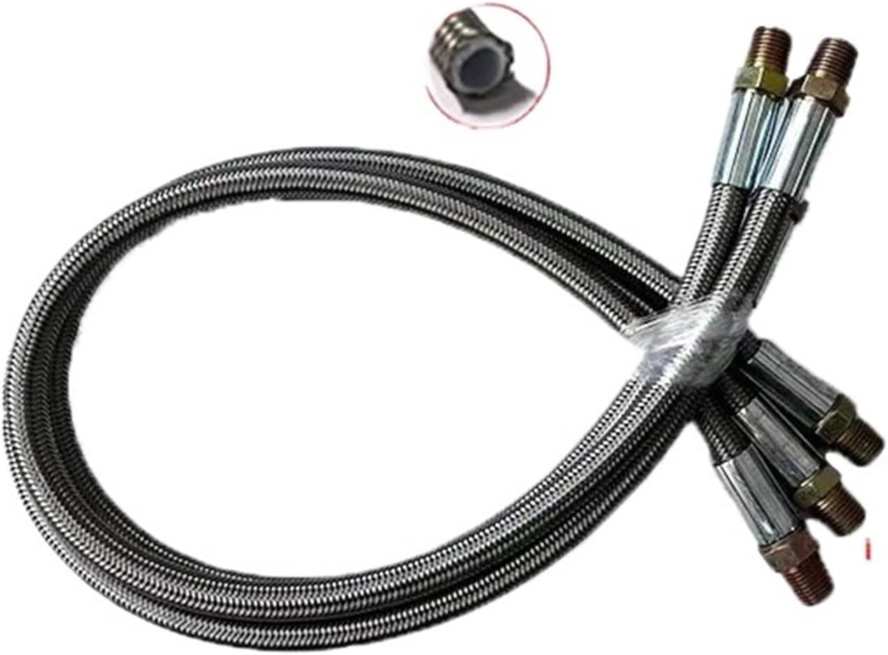 Fuel Line Hose Fitting Kit 1/4" 3/8" 1/2" Stainless Steel Braided PTFE Hose Turbine Oil Feed Pipe with Straight Swivel(H,5M)