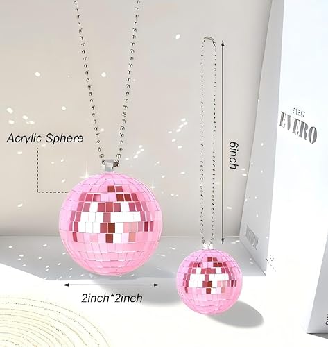 Miniatura 7 de Accesorio de bola de discoteca para colgar, bola de discoteca con espejo, bola de discoteca para espejo de automóvil, colgante de coche de