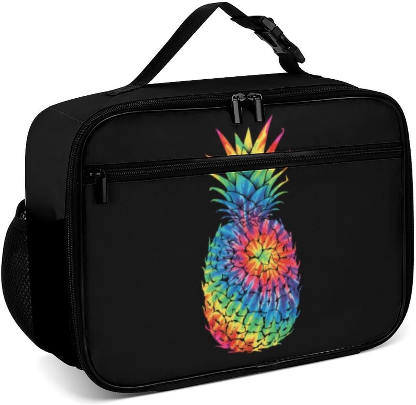 Colourful Pineapple Reusable Lunch Box Insulated Lunch Bag Cooler Bag Lunchbox Meal Food Container Tote Bag for Women Kids Girls Boy School Camping Hiking Picnic Beach Travel