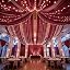 Burgundy Ceiling Drapes + Lights String