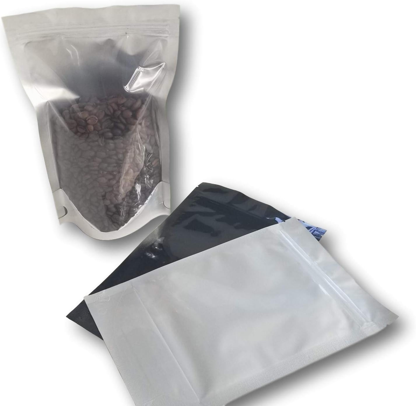 Clear Front Black Back Resealable Mylar Bags 5 Mil 6" x 9" x 3" Gusset Ziplock