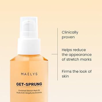 MAELYS Cosmetics GET-SPRUNG Enriched Stretch Mark Oil - Body Oil for Stretch Marks - Fades Appearance & Reduces Visible Intensity (Pack of 2)