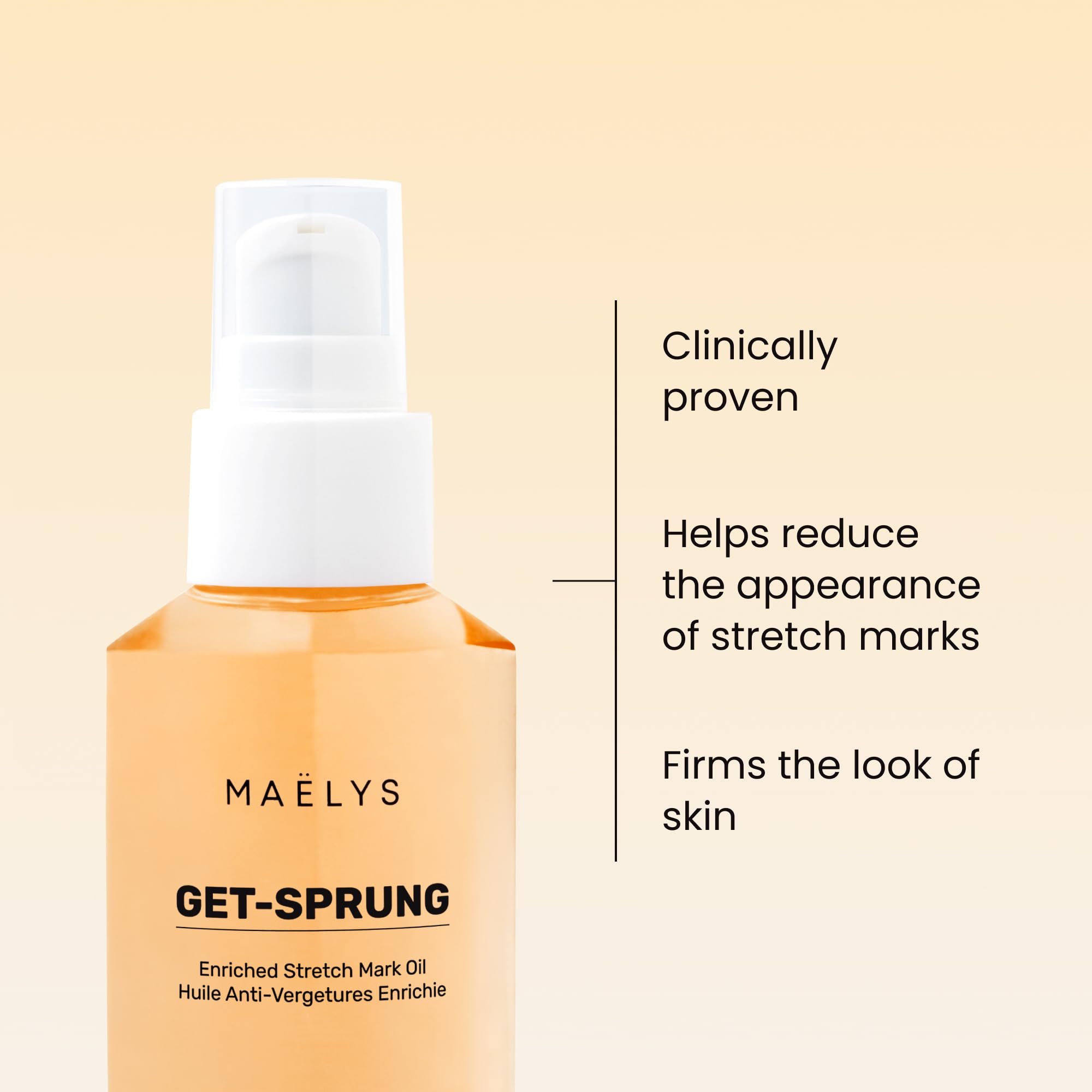 MAËLYS GET-SPRUNG Stretch Mark Body Oil - Skincare Formulated with Bisabolol & Sweet White Lupine - Helps Improve the Look of Stretch Marks & Skin Tone - Pregnancy & Postpartum Body Oil (2 Fl Oz)