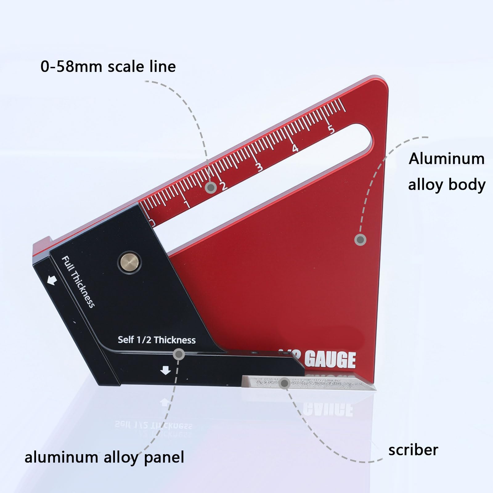 Strumento di calibrazione per la lavorazione del legno, righello di centraggio, calibro di altezza 0-58 mm per progetti di falegnameria e accessori per utensili elettrici