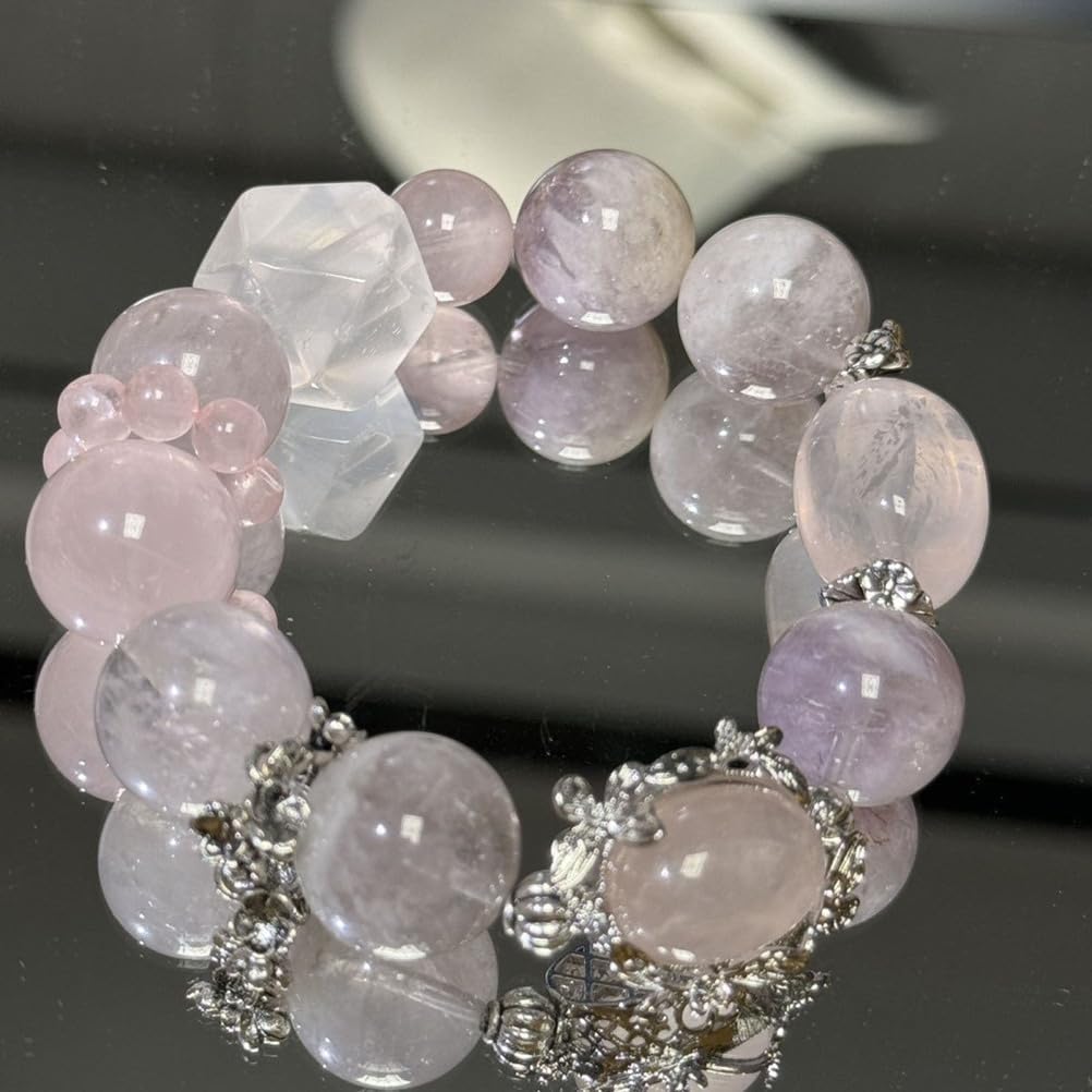 Pulsera de Cristal curativo Pulseras de Cuentas de Piedras Preciosas Naturales de 14 mm Pulsera elástica de Piedra para Mujeres Hombres Cristal de Cuarzo energético,B