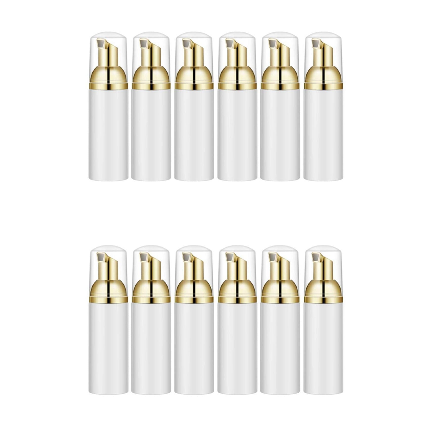 Jnchdghwa 50ML/1.7Oz Foam Bottle with Gold Pump, 12Pcs, Empty Travel Foaming Dispensers for Soap, Shampoo, Gold+White