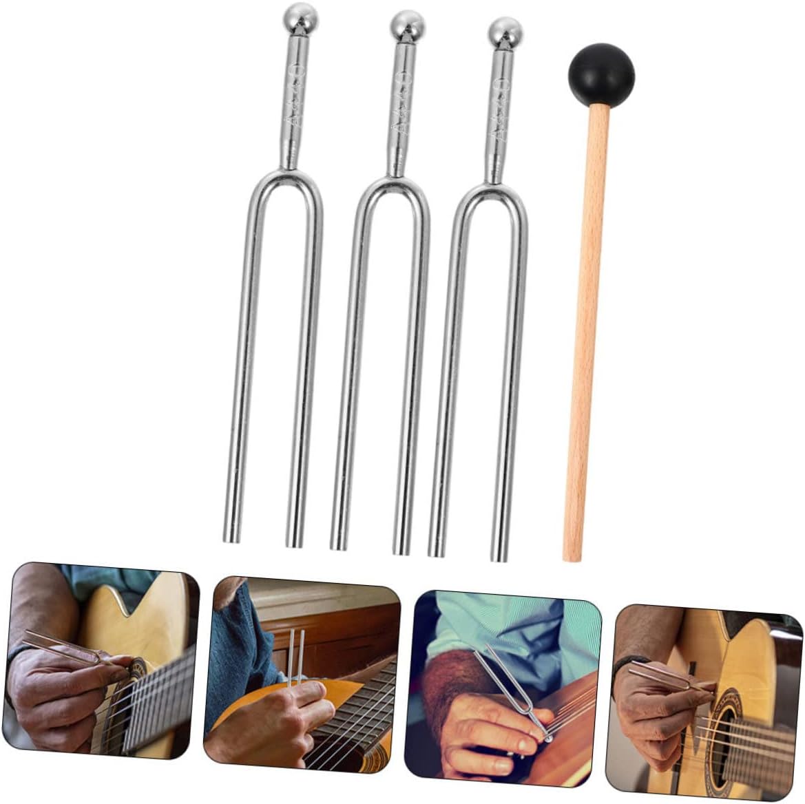 Toddmomy 1set Tuning Forks Mallet for Guitar Violin Piano Erhu Compact Musical Instrument Accessories for Musicians and Music