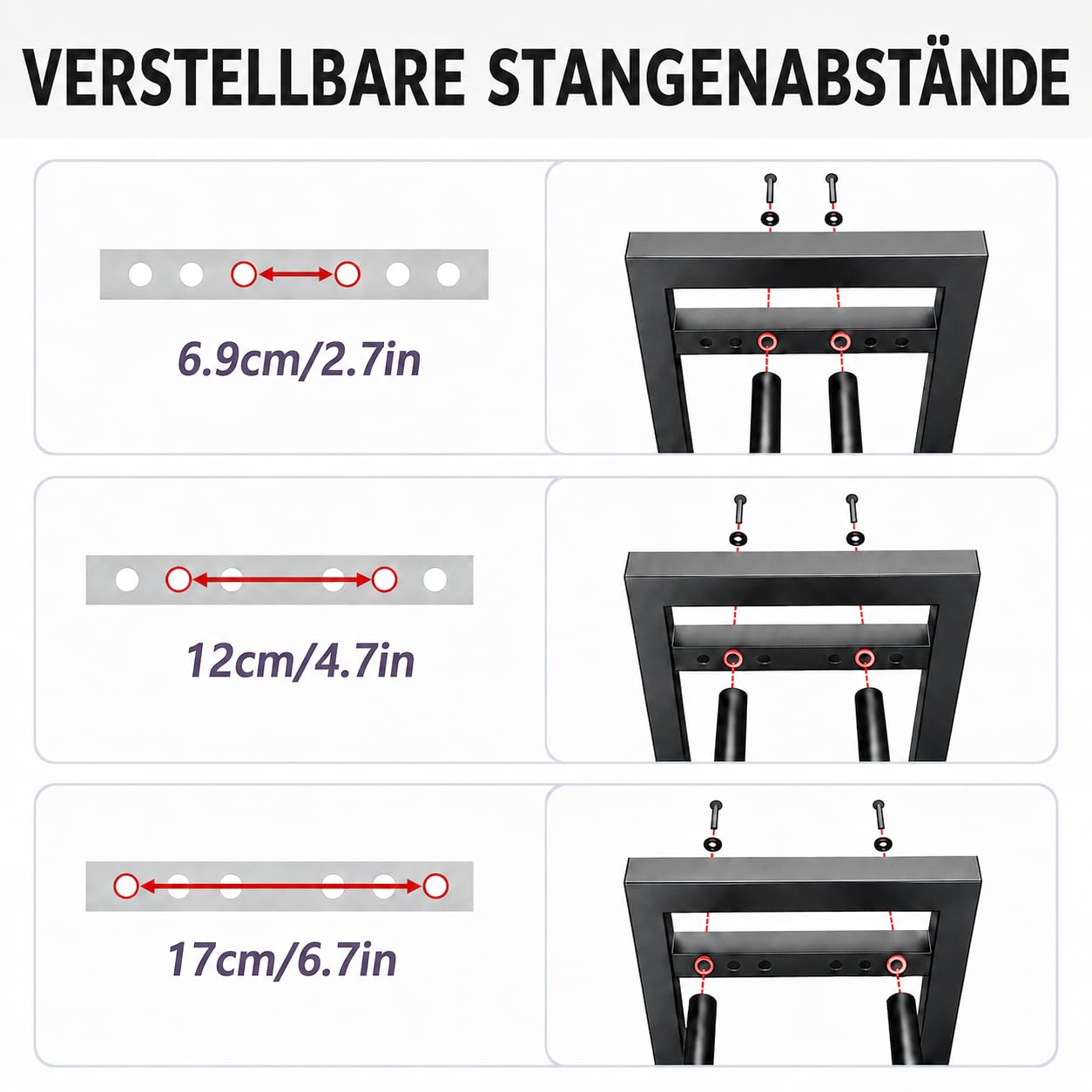 3-Stöckiger Hantelständer, 204kg / Verlängerter Sockel Hantelablage | Breite Verstellbarer, 6 * Seitlichen Haken, 82 × 42 × 80 cm, Kurzhantel Ständer Fitnessgeräte Aufbewahrung für Home Gym