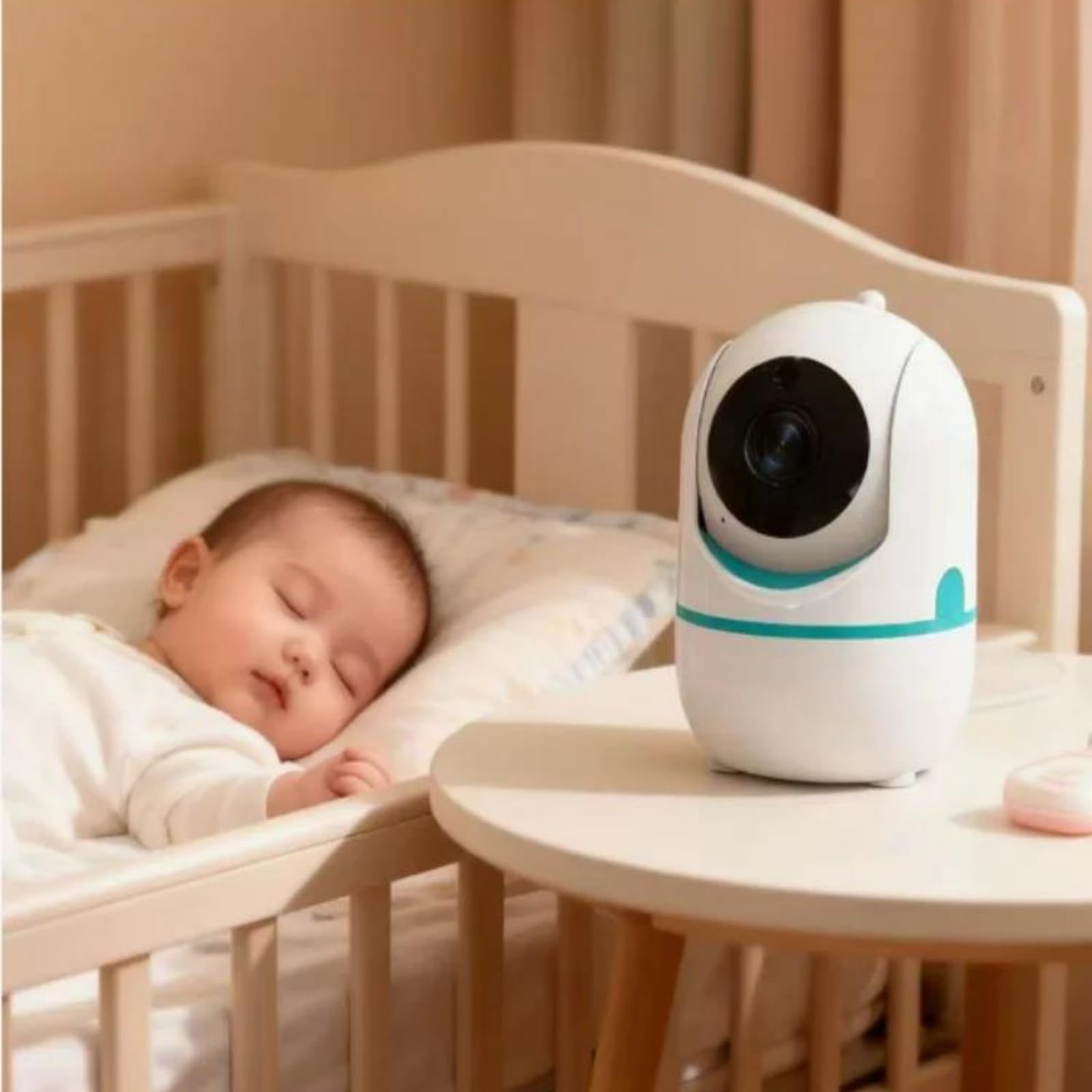 Baby Monitor Schermo LCD, Telecamera PTZ Wireless 2.4Ghz Senza WiFi, Audio Bidirezionale, Visione Notturna, Sensore Temperatura, Allarme Pianto E Ninne Nanne