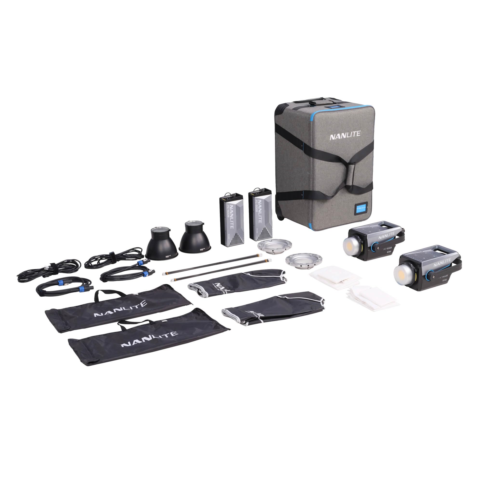 Nanlite FC-500B 520W Bi-Color LED Video 2-Spotlight Kit with Softboxes and Rolling Case